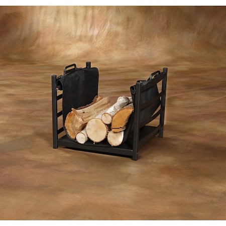 Home Impressions Steel & Canvas 16'' W x 13-1/2'' H x 15'' D Black Fireplace Log Holder WF-15245