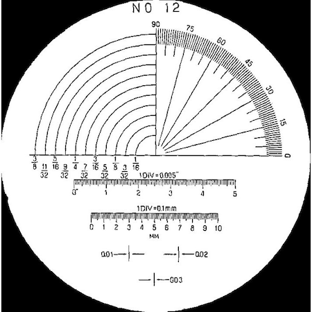 Mitutoyo Reticle, No 12, for Pocket Comparator 183-113