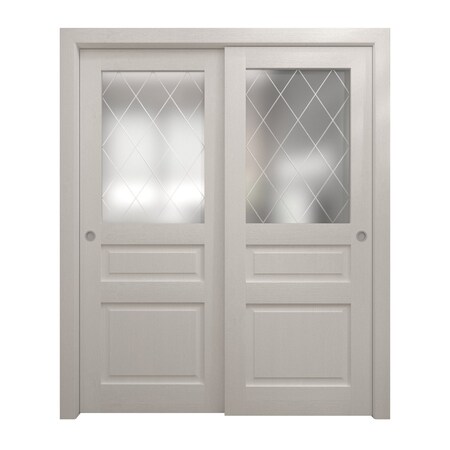 Sartodoors Sliding Closet Bypass Doors 48 x 84 inches, Ego 5011 Painted White Oak, Rails Hardware Set, Wood EGO5011DBD-PWO-4884