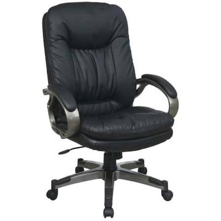 Office Star Executive Chair Desk Chair, Padded Arms, 19" to 22" Height, Leather, Brown ECH83501-EC1
