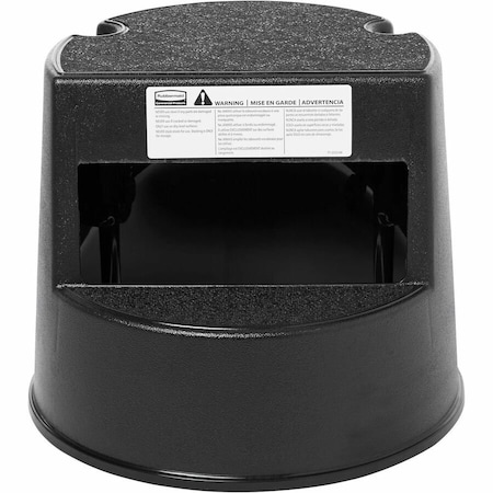 Rubbermaid Commercial Rolling Step Stool, Curved Design, 2-Step, 16 dia. x 13.5h, Black FG252300BLA