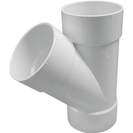 Genova CANPLAS Sewer Pipe Wye, 6 in, Hub, PVC, White, SCH 40 Schedule 414136BC