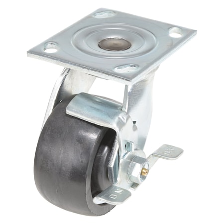 Vestil RollX Glass Filled Nylon Swivel With Brake Caster 4 In. Diameter x 2 In. Width 1250 lb Black CST-HLD2-4X2GFN-SWB