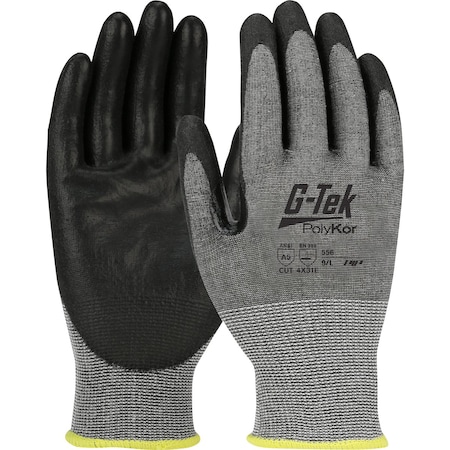 G-Tek Seamless Knit PolyKor Blended Glove w/Flat PU Coated Grip on Palm&Fingers, Touchscreen 21334