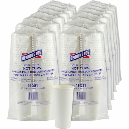 Genuine Joe 20 oz Disposable Hot Cup - White, 1000PK GJO19051CT