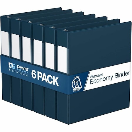 Davis Group Premium Economy, Angle D Ring, Binder, (Navy Blue, 1.5"), PK6 2302-72-06