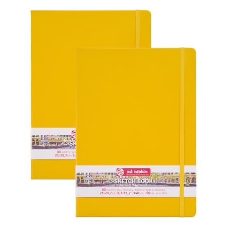 Talens Art Creation Sketchbook, 80 Sheets, 90lbs, Golden Yellow Cover, 8.3'' x 11.7'' (A4), 2PK 9314113M