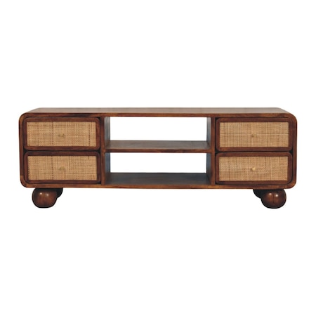 Homeroots 43in Brown Solid Wood Enclosed and Open Storage TV Stand 719197