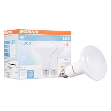 Ledvance/ Sylvania LED BR30, 8W, Dimmable, 80CRI, 650 Lumen, 3500K, 11000 life, FROSTEDfinish LED8BR30DIM83510YVRP2 12/CS 2/SKU