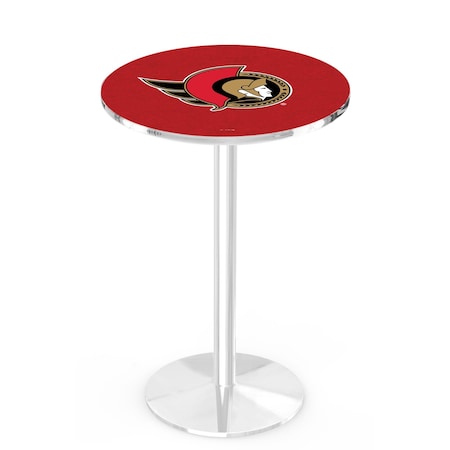 Holland Bar Stool Co 36" Chrome Ottawa Senators Pub Table, 36" dia. Top L214C3636OttSen