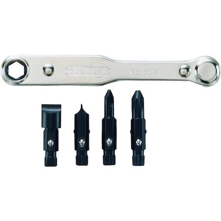 General Tools Ratcheting Offset Screwdriver Set with Pass Through Handle, 4 in Drive 8071