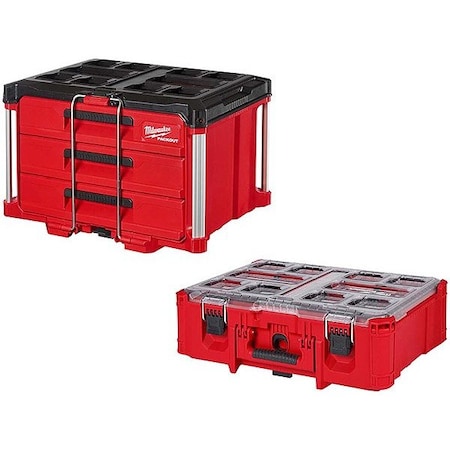 Milwaukee Tool PACKOUT 3-DRAWER + DEEP ORGANIZER 48-22-8443, 48-22-8432