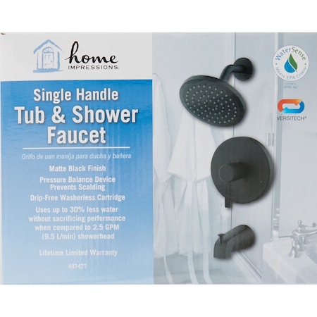 Home Impressions Matte Black Single-Handle Lever Tub & Shower Faucet F1A1F507BL-JPA1