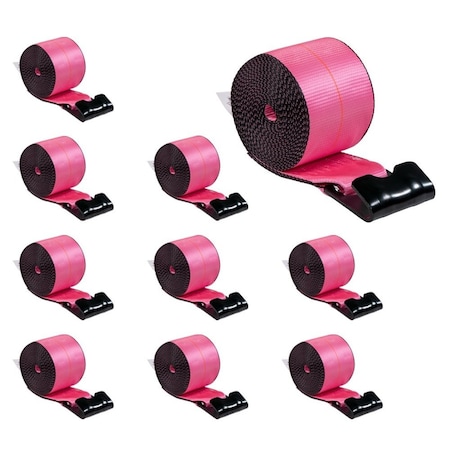 Mytee Products 4in x 30ft Pink Winch Strap with Flat Hook, 5,400 lbs WLL, 10PK WS430Px10