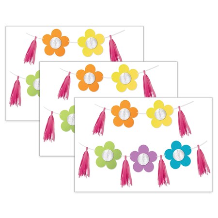 Carson Dellosa Happily Ever Elementary Retro Remix Flowers and Tassels Dimensional Accents, 3PK 107012