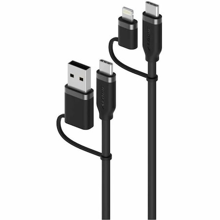 Alogic ELEMENTS SILICONE 4-IN-1 USB 2.0 CABLE, 100W, BLACK- 1.5M ELSI4IN1U2BK1.5