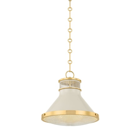 Hudson Valley Lighting Highclere 12.75 in. Pendant in Aged Brass/Off-White by Mark D. Sikes MDS2404-AGB/OW