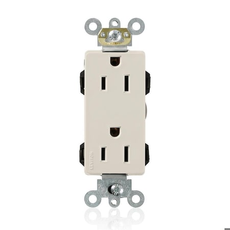 Leviton Straight Blade Receptacle, 5-15R, 15 A, 125V AC, Flush Mount, Self-Grounded M1626-T