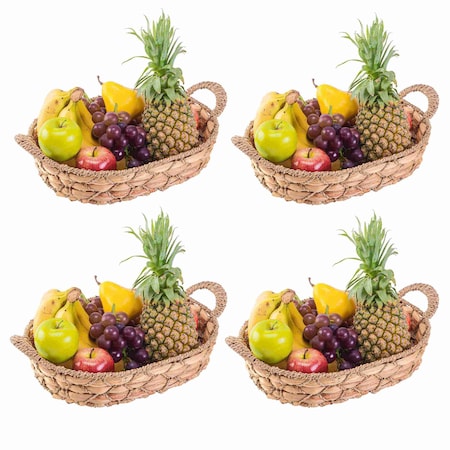 Vintiquewise Seagrass Fruit Bread Basket Tray with Handles, Medium, PK 4 QI003546.M.4