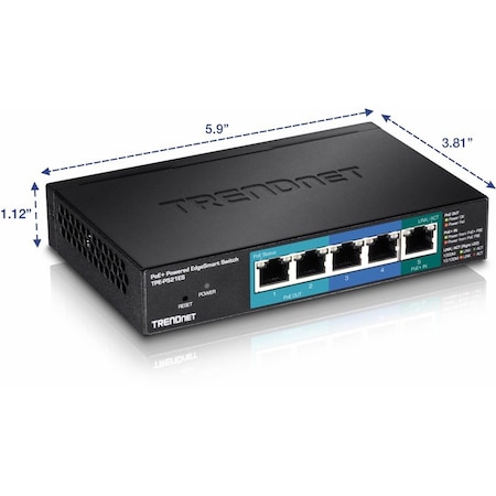 Trendnet 5-Port Gigabit PoE+ Powered EdgeSmart Switch with PoE Pass Through 15W TPE-P521ES