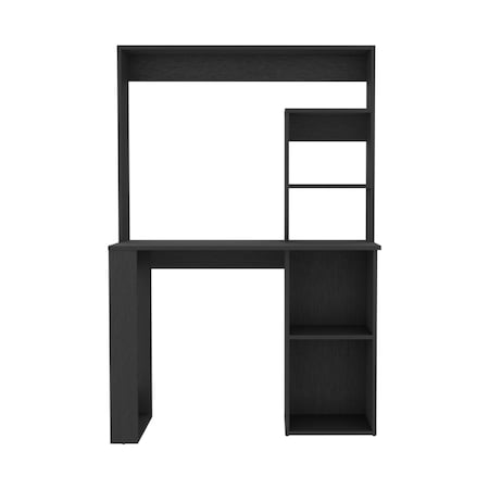 Homeroots 58" Black Wood Computer Desk With Hutch 526175
