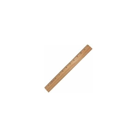 Charles Leonard Office Ruler, 12in Length x 1.3in Width, Wood, Metal, Brown 77312