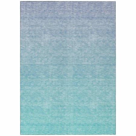 Homeroots 5' X 8' Sky Blue And Teal Blue Ombre Washable Indoor Outdoor Area Rug 588985