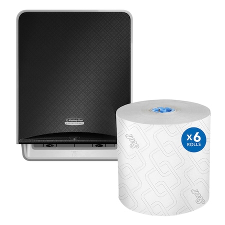 Kimberly-Clark Motion Activated Core Hard Paper Towel Dispenser With Paper Towel Roll Refill 6 PK 58720, 25702