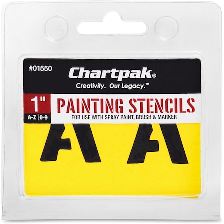 Chartpak Painting LettersNumbers Stencils, Yellow, 35PK CHA01550