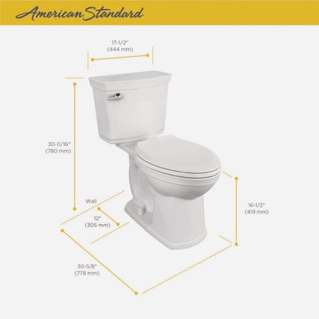 American Standard Astute VorMax Right Height Wht Elongated Bowl 1.28 GPF Complete Toilet 727AA121.020