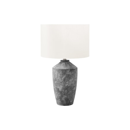 Monarch Specialties Lighting, 25"h, Table Lamp, Grey Concrete, Ivory / Cream Shade, Contemporary, Modern I 9890