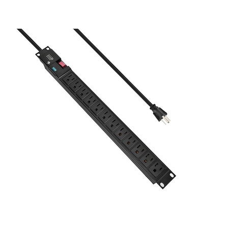 Monoprice Power Strip, Surge, Rack Mounted, 5-15R, 5-15P, 6 ft., Black 40001