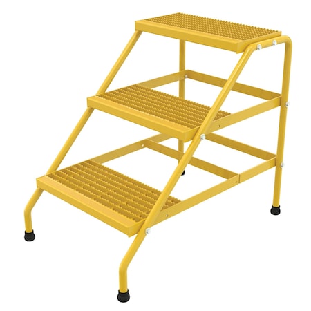 Vestil Aluminum Step Stand, 3 Step, Knock Down, 3 Steps, 30 Overall Height, Aluminum, Yellow SSA-3-KD-Y