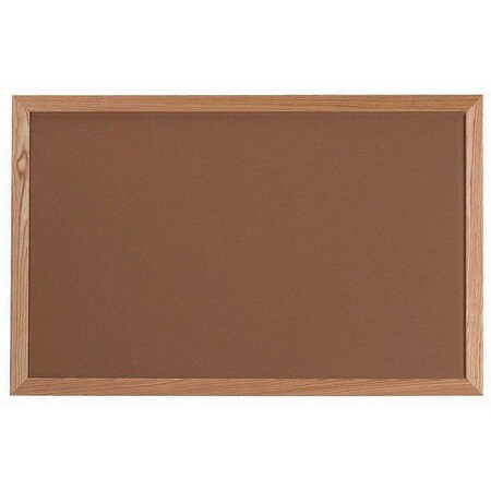 Aarco VIC Cork Bulletin Board, Red Oak Frame, Clear Lacquer Finish, Nutmeg Spice 24''Hx36''W OW2436166