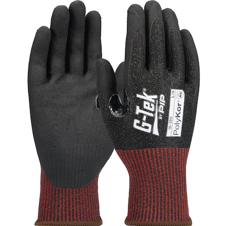 G-Tek Premium Seamless Knit PolyKor Blended Glove w/Foam Nitrile Coated Grip on Palm & Fingers, Touc, 12PK 16-369/S