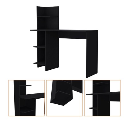 Homeroots 47" Black Wood Writing Desk 553550