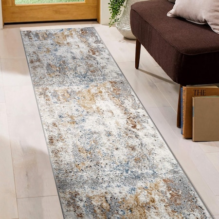 World Rug Gallery Muted Multi-Tonal Abstract Runner Rug 2 ft 3 in x 6 ft Multi WR201MULTI23X6