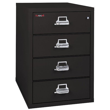 Fireking 25-5/16" W 4 Drawer Card Check Note File Cabinet, Black 4-2536-CBL