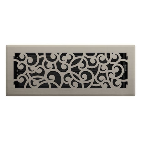 Imperial Wonderland Design Decorative Floor Register, 12 in L, 4 in W, Steel, Brushed Nickel RG3361