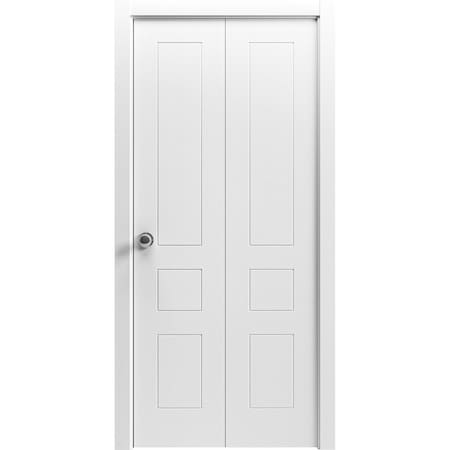 Vdomdoors Sliding Closet Bi-fold Doors 72 x 96 inches, Mela 0733 Painted White, Sturdy Tracks Moldings Trims MELA0733BF-BEM-72 x 96 (2* 36x96)