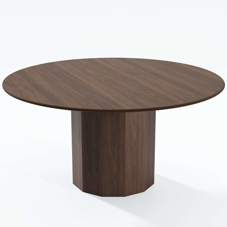 Homeroots 60" Brown Wood Pedestal Base Round Top Dining Table 720957