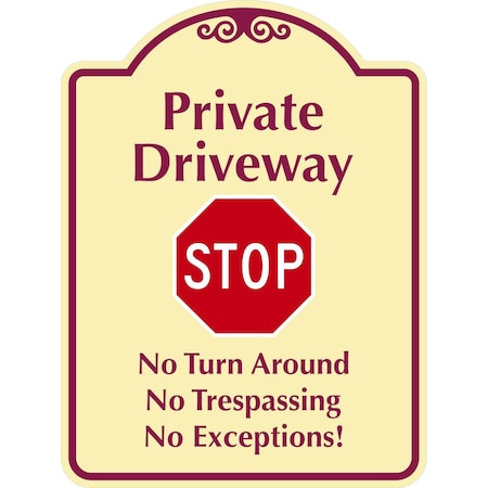 Lyle Private Driveway No Turn Around No Trespassing No, 12x18, Engineer Grade, Tan G-2444-EG_12x18