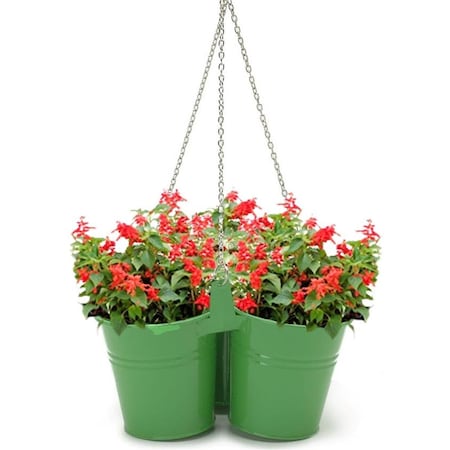 Houston International Trading Enameled Galvanized Hanging 3 Planter Unit for 6.5 in. Plants, Applegreen 8118E AG