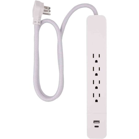 Ge Outlet Strip, Surge, USB, 3 ft., White 41354