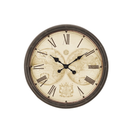 Monarch Specialties Clocks, 20'' Round, Wall Clock, Antique Brown, Transitional I 9048