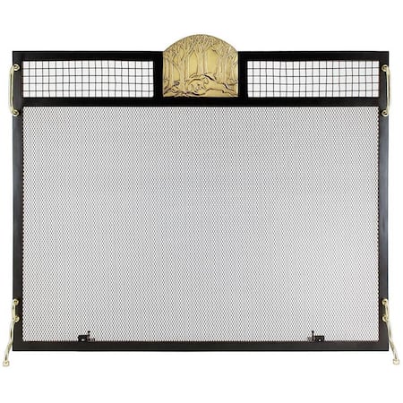 Minuteman Forest Fox Emblem Fireplace Screen, Polished Brass SES-3830PF