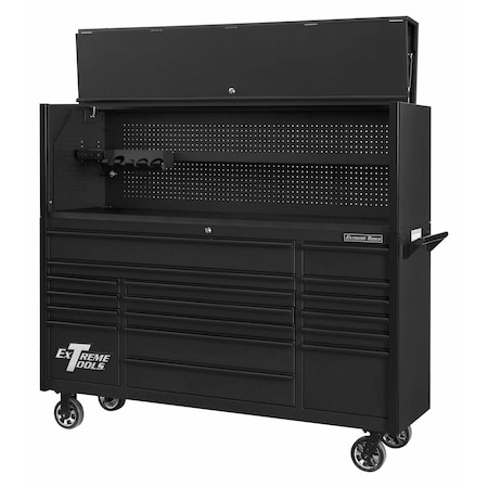 Extreme Tools Hutch and Roller Cabinet, 17 Drawer, Black, 72 in W DX7218HRMK