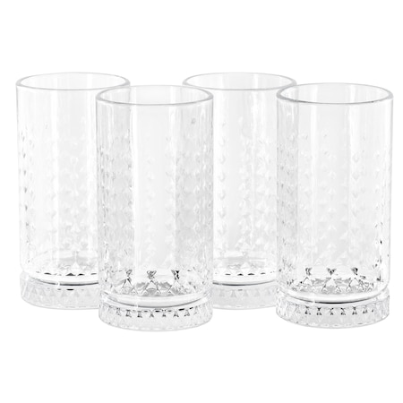 Gibson Home 4 Piece 16 Ounce Teardrop Embossed Glass Tumbler Set 142176.04