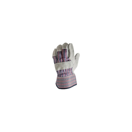 True Grip Work Gloves, Leather-Palm, Cotton Back, Men's XL 9224-26