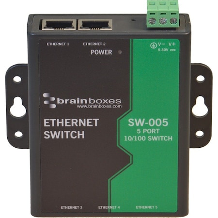 Brainboxes Ltd Brainboxes 5 Port Unmanaged Ethernet Switch Wall Mountable SW-005